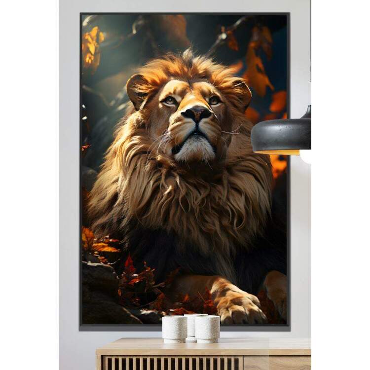 Quadro Decorativo Leo Majestoso Transmitindo Serenidade