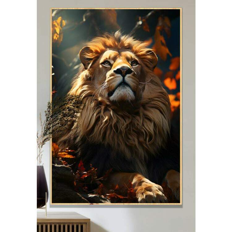 Quadro Decorativo Leo Majestoso Transmitindo Serenidade