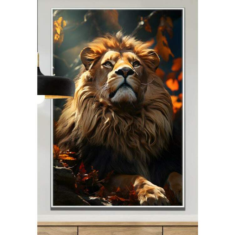 Quadro Decorativo Leo Majestoso Transmitindo Serenidade