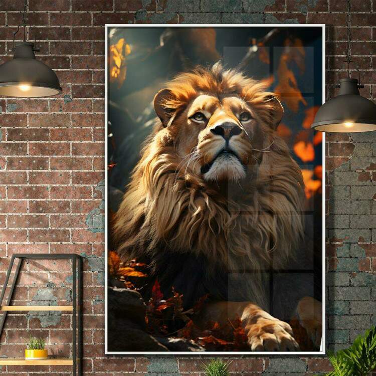 Quadro Decorativo Leo Majestoso Transmitindo Serenidade
