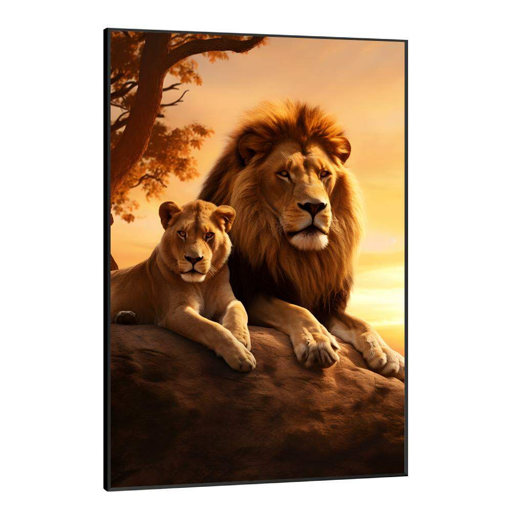 Quadro Decorativo Casal de Lees Guardies da Selva