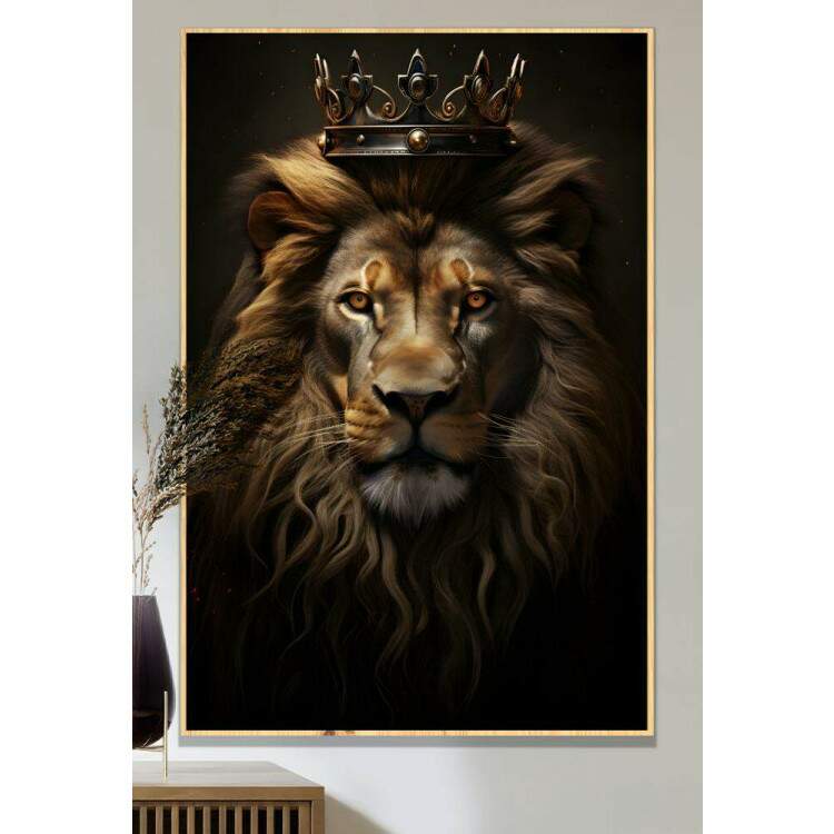 Quadro Decorativo Leo de Jud com Coroa Luxuosa