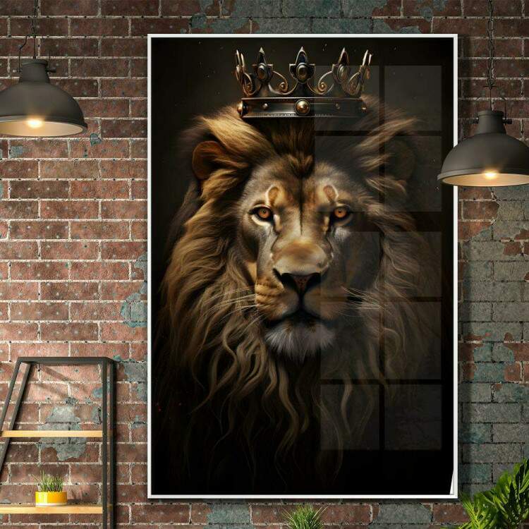 Quadro Decorativo Leo de Jud com Coroa Luxuosa