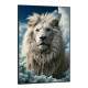 Quadro Decorativo Le�o Branco Sereno com Fundo Repleto de Nuvens no C�u