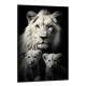 Quadro Decorativo Fam�lia de Le�es Esbeltos Estilo Preto e Branco