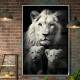 Quadro Decorativo Fam�lia de Le�es Esbeltos Estilo Preto e Branco