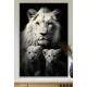 Quadro Decorativo Fam�lia de Le�es Esbeltos Estilo Preto e Branco