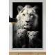 Quadro Decorativo Fam�lia de Le�es Esbeltos Estilo Preto e Branco