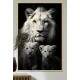 Quadro Decorativo Fam�lia de Le�es Esbeltos Estilo Preto e Branco