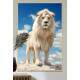 Quadro Decorativo Le�o Branco Poderoso com Belo C�u no Fundo