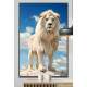 Quadro Decorativo Le�o Branco Poderoso com Belo C�u no Fundo
