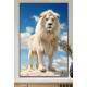 Quadro Decorativo Le�o Branco Poderoso com Belo C�u no Fundo