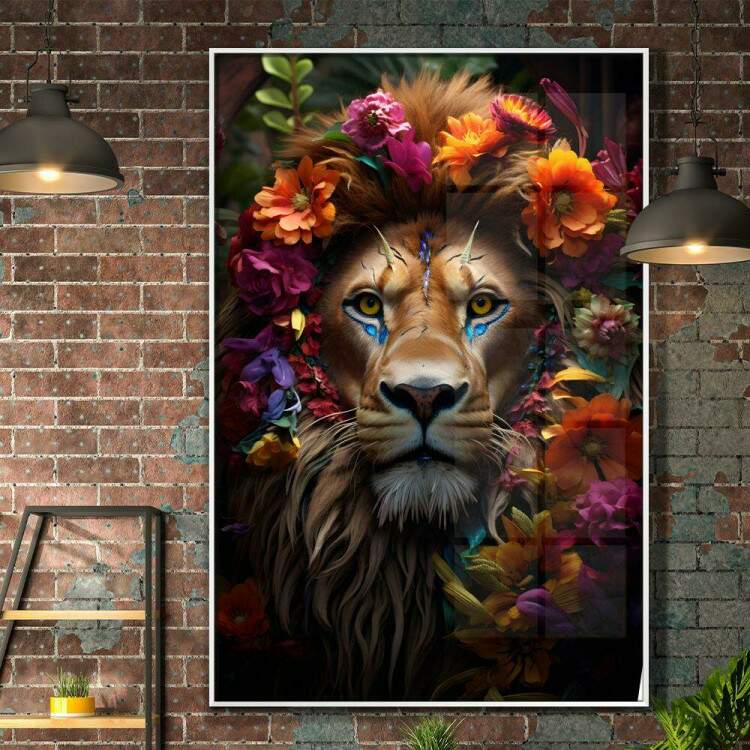 Quadro Decorativo Leo Repletos de Flores Esbeltas