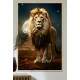 Quadro Decorativo Le�o Poderoso e Majestoso Com Belo Luar de Fundo
