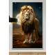 Quadro Decorativo Le�o Poderoso e Majestoso Com Belo Luar de Fundo