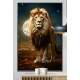 Quadro Decorativo Le�o Poderoso e Majestoso Com Belo Luar de Fundo