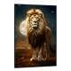 Quadro Decorativo Le�o Poderoso e Majestoso Com Belo Luar de Fundo
