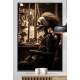 Quadro Decorativo Barbearia Caveira com Cabelo Para Fazer