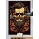 Quadro Decorativo Barbearia Caveira com Belo Cabelo e Express�o Nervosa