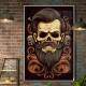 Quadro Decorativo Barbearia Caveira com Belo Cabelo e Express�o Nervosa