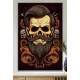 Quadro Decorativo Barbearia Caveira com Belo Cabelo e Express�o Nervosa