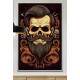 Quadro Decorativo Barbearia Caveira com Belo Cabelo e Express�o Nervosa