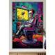 Quadro Decorativo Barbearia Estilo Pop Art Caveira Sentada em Cadeira