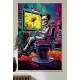 Quadro Decorativo Barbearia Estilo Pop Art Caveira Sentada em Cadeira