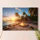 Placa Decorativa Paisagem Praia com Fogueira e P�r do Sol