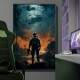 Quadro Decorativo Inspirado em Jogo Call of Duty Soldado em Frente Rio