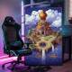 Quadro Decorativo Inspirado em Jogo Chrono Trigger Fundo Violeta Repleto de Nuvens