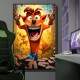 Quadro Decorativo Inspirado em Jogo Crash Bandicoot Remastered Uma Explos�o com Fundo Amarelo