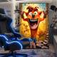 Quadro Decorativo Inspirado em Jogo Crash Bandicoot Remastered Uma Explos�o com Fundo Amarelo