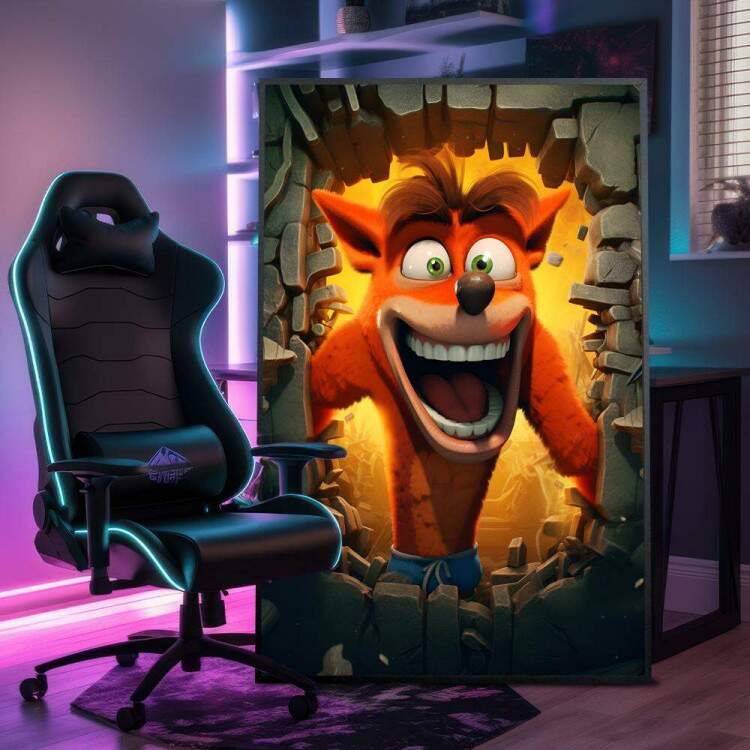 Quadro Decorativo Inspirado em Jogo Crash Bandicoot Remastered Exploso