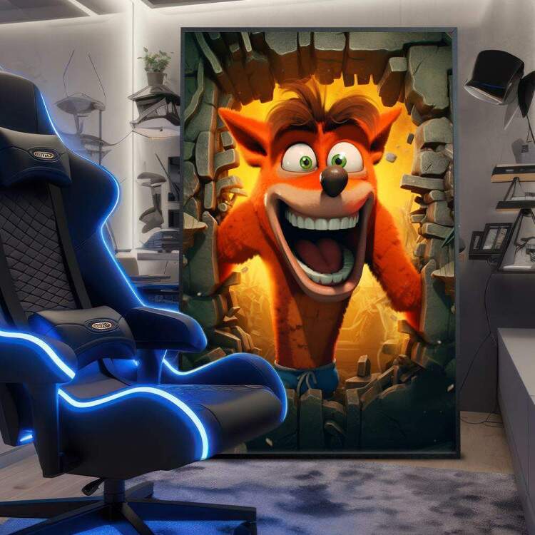 Quadro Decorativo Inspirado em Jogo Crash Bandicoot Remastered Exploso