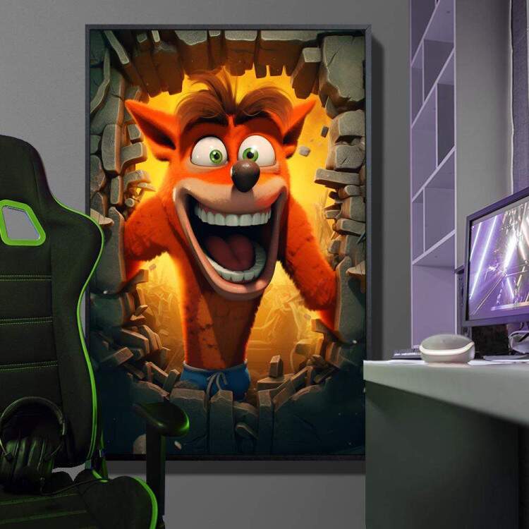 Quadro Decorativo Inspirado em Jogo Crash Bandicoot Remastered Exploso