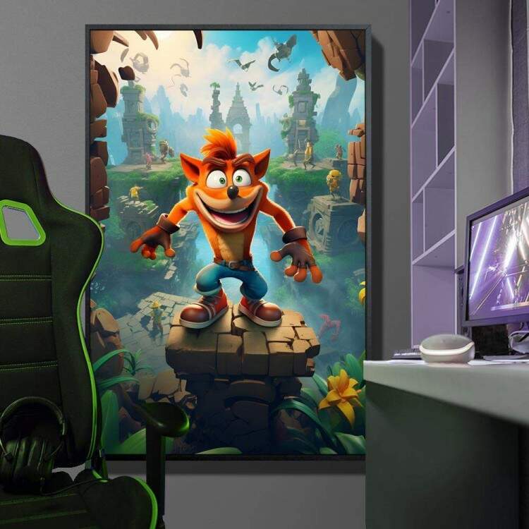 Quadro Decorativo Inspirado em Jogo Crash Bandicoot Remastered