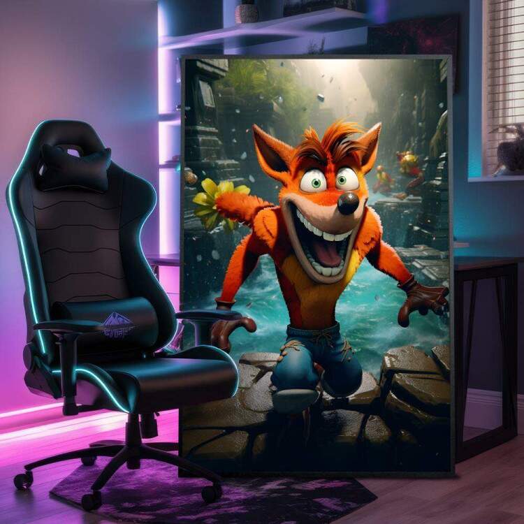 Quadro Decorativo Inspirado em Jogo Crash Bandicoot Remastered Rio no Fundo