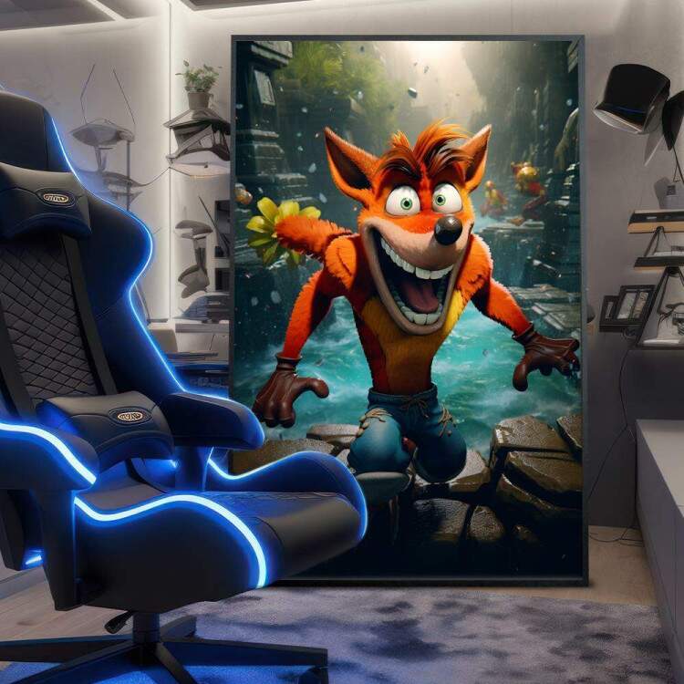 Quadro Decorativo Inspirado em Jogo Crash Bandicoot Remastered Rio no Fundo