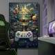 Quadro Decorativo Controle de V�deo-Game com Arte Abstrata