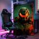 Quadro Decorativo Inspirado em Jogo Doom Tons de Verde e Laranja