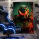 Quadro Decorativo Inspirado em Jogo Doom Tons de Verde e Laranja