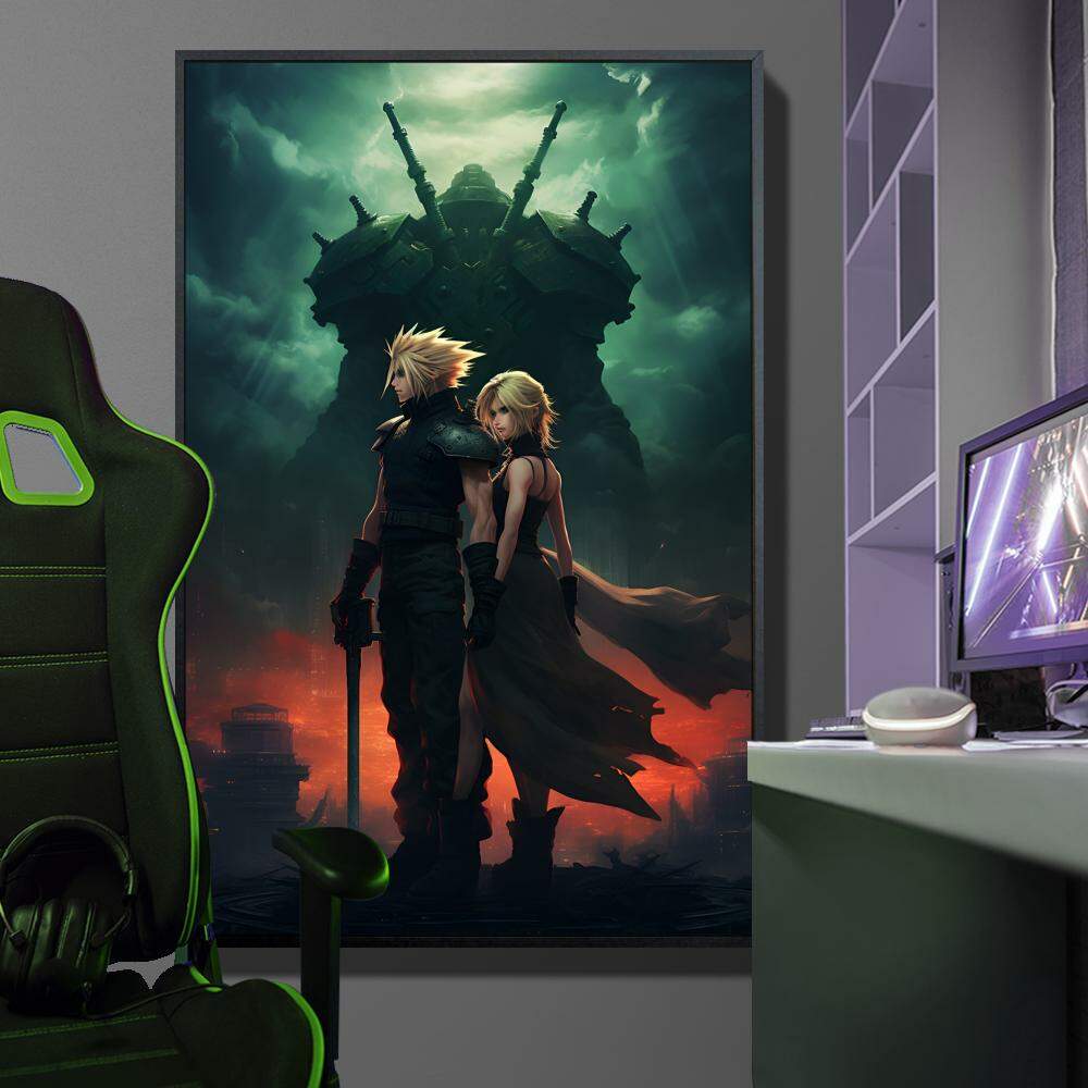 Quadro Decorativo Inspirado em Jogo Final Fantasy Casal Loiro