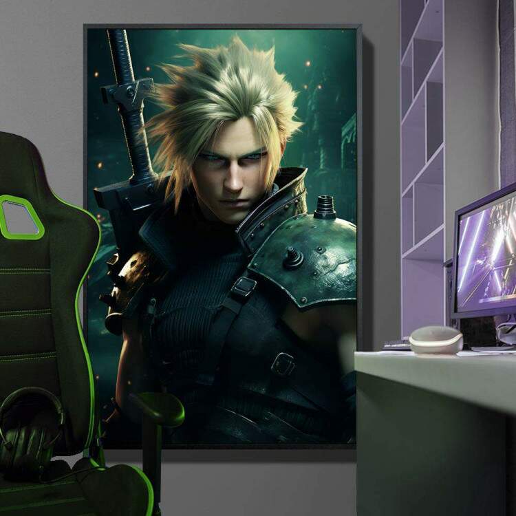 Quadro Decorativo Inspirado em Jogo Final Fantasy Personagem com Armadura