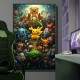 Quadro Decorativo Inspirado em Jogo Pokemon e Outros Personagens em Floresta
