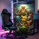 Quadro Decorativo Inspirado em Jogo Pokemon e Outros Personagens em Floresta