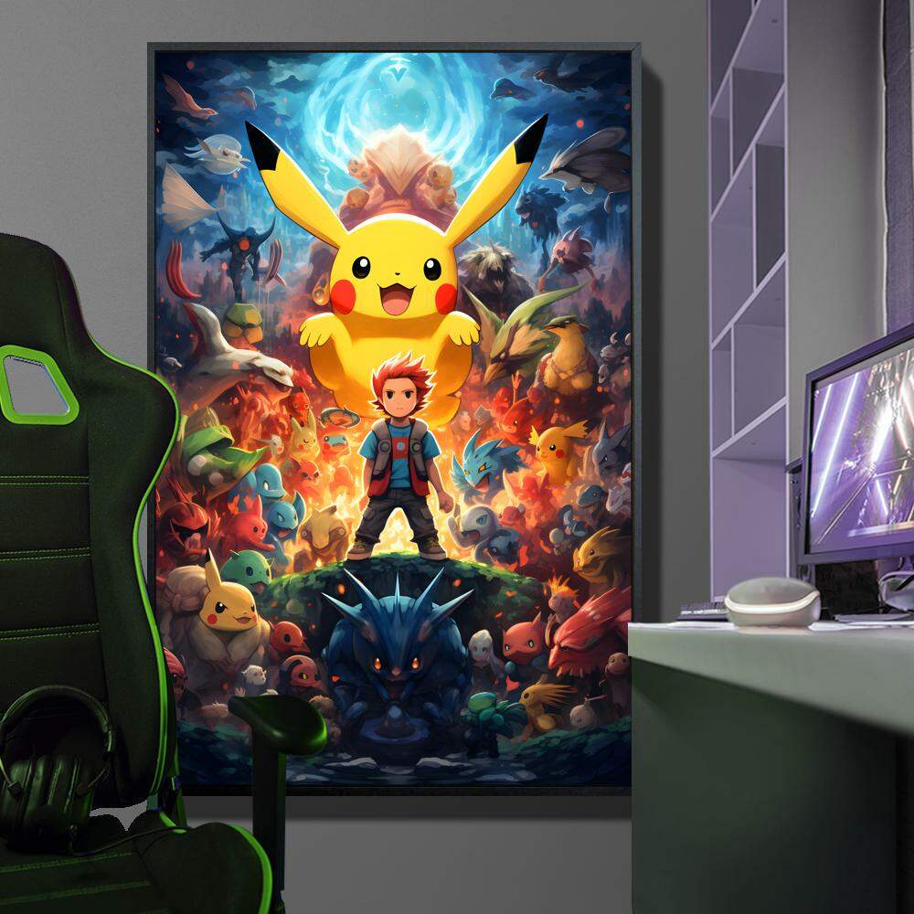 Quadro Decorativo Inspirado em Jogo Pokmon e Ash Ketchum