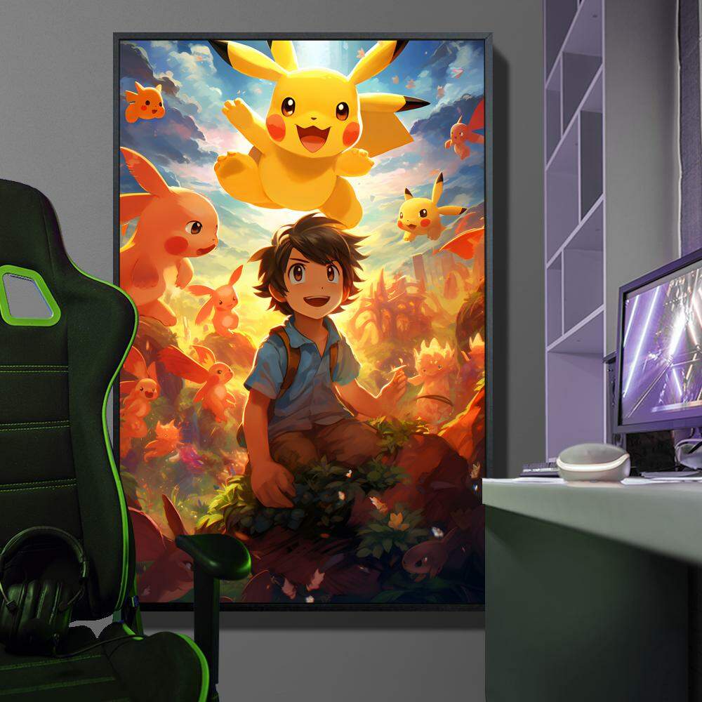 Quadro Decorativo Pokmon Pikachu e Ash Ketchum