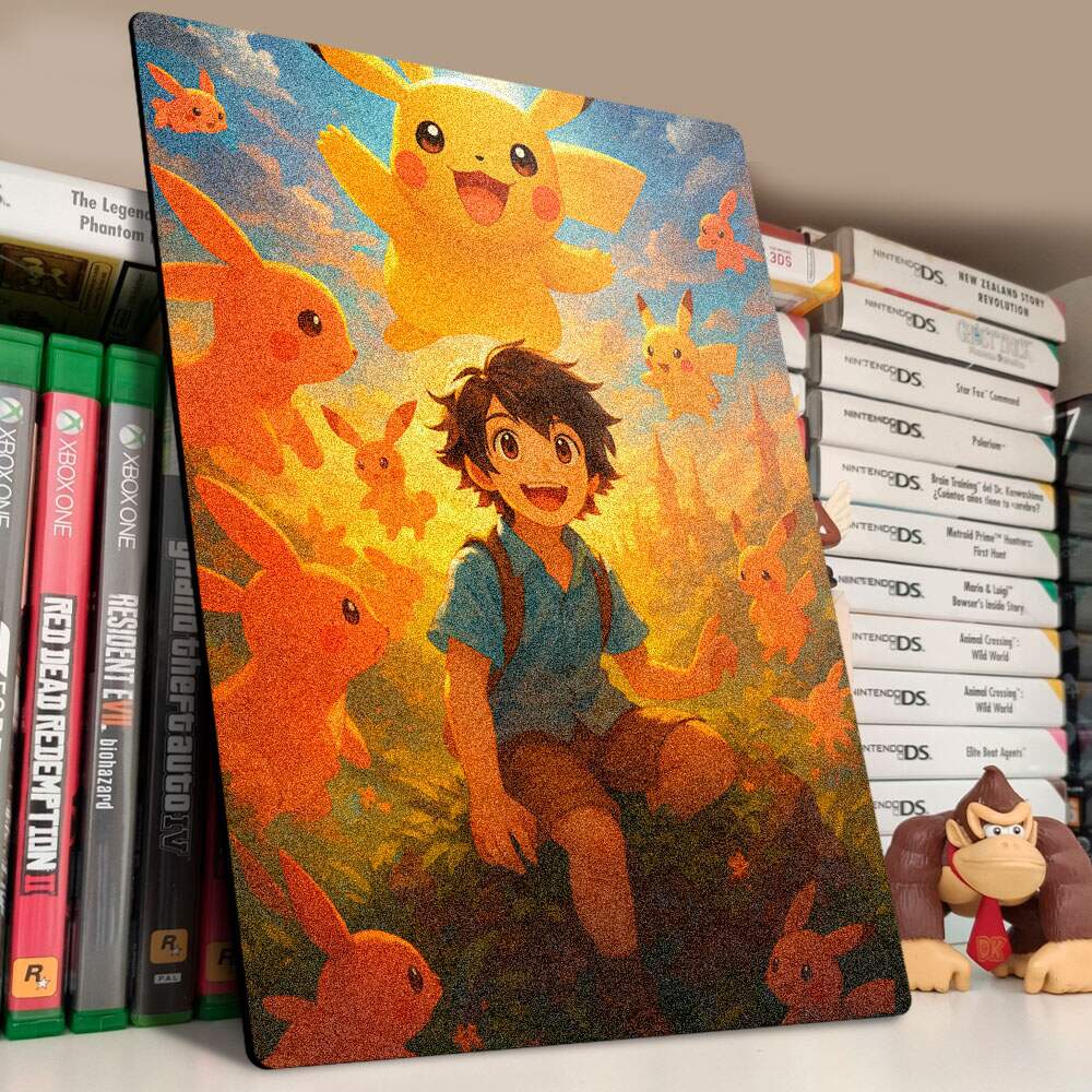 Quadro Decorativo Pok�mon Pikachu e Ash Ketchum