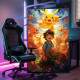 Quadro Decorativo Pok�mon Pikachu e Ash Ketchum
